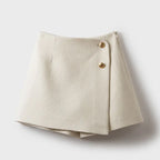 Women’s High-Waist Skort – Elegant A-Line Wrap Mini Skirt Shorts-Skirts-Beige-S-Nausin
