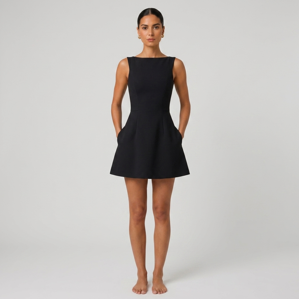 Backless A-Line Mini Dress Sleeveless for Cocktail Parties and Events 0