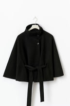 Belted Cape Coat with High Neck Relaxed Fit for Women 4
