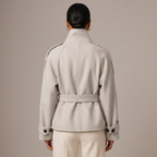 Belted Double-Breasted Pea Coat with High Neck 1