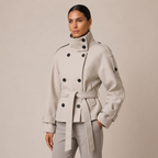 Belted Double-Breasted Pea Coat with High Neck 2