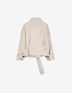 Belted Double-Breasted Pea Coat with High Neck 6