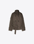 Belted Double-Breasted Pea Coat with High Neck 7
