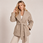 Belted Wool Blend Wrap Coat with Wide Collar 1