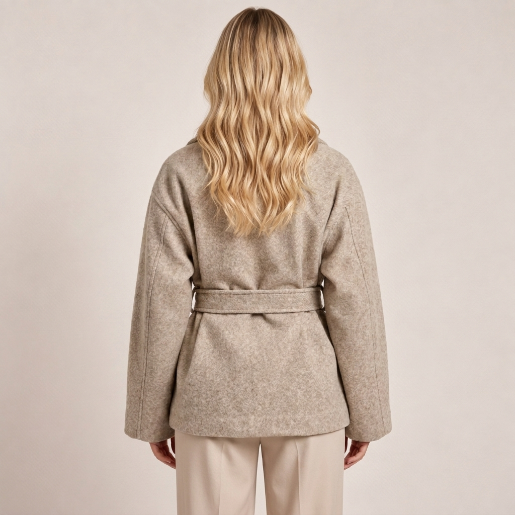 Belted Wool Blend Wrap Coat with Wide Collar 2