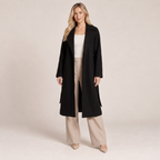 Belted Wool Coat Women Longline Wrap Front 2