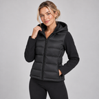 Black Puffer Jacket Women Hooded Quilted Short Fitted 1