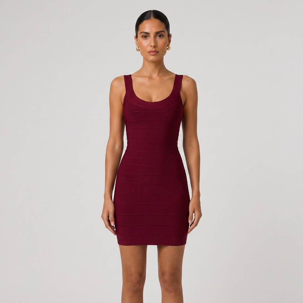 Bodycon Bandage Mini Dress Sleeveless With Low Neck 2