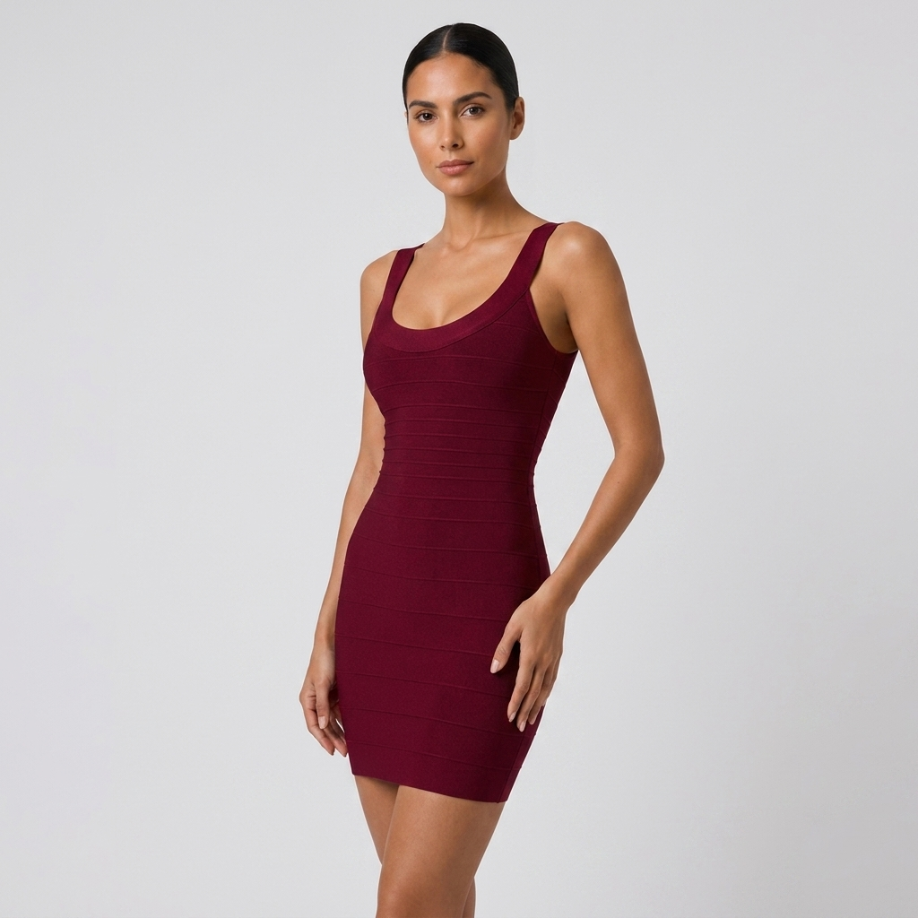 Bodycon Bandage Mini Dress Sleeveless With Low Neck 3