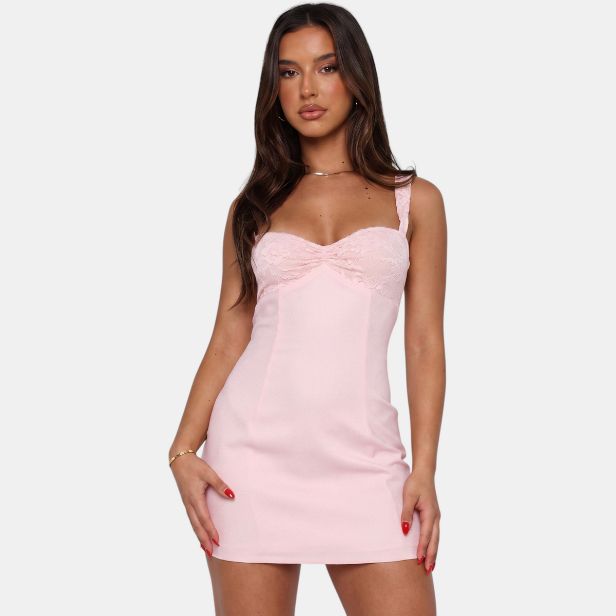 Bodycon Mini Dress with Lace Bust Sweetheart Neckline for Parties 0