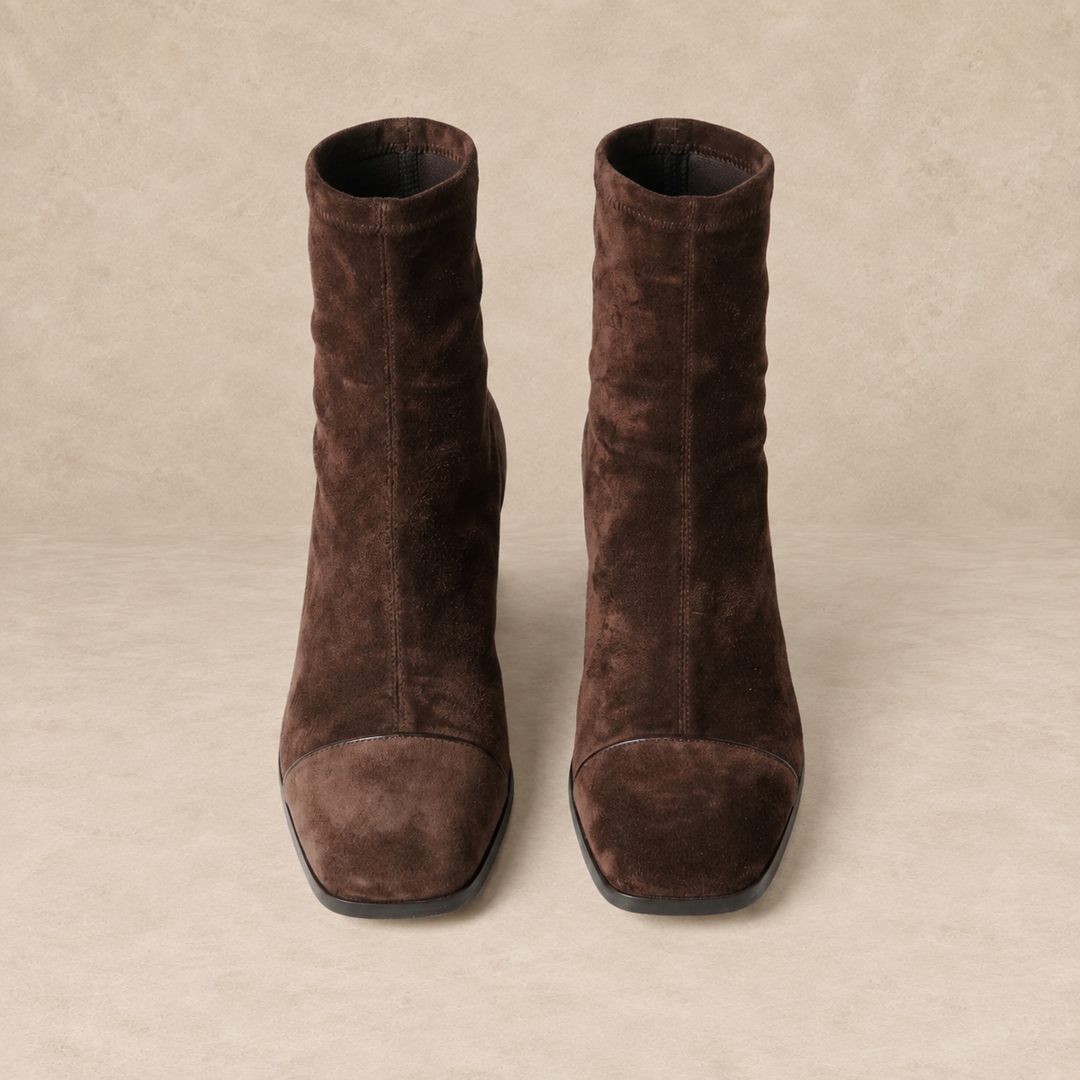 Brown Suede Ankle Boots with Block Heel 1