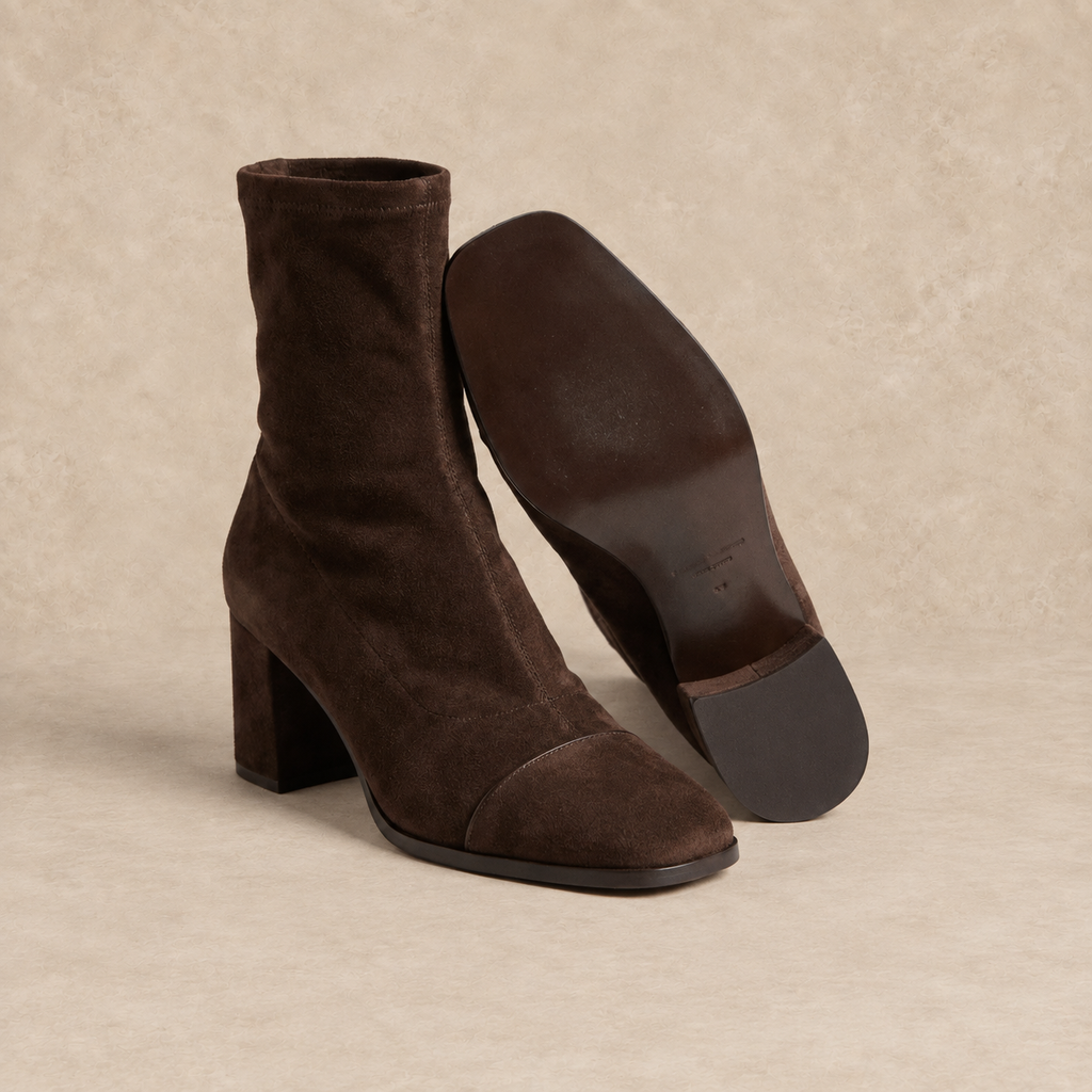 Brown Suede Ankle Boots with Block Heel 2