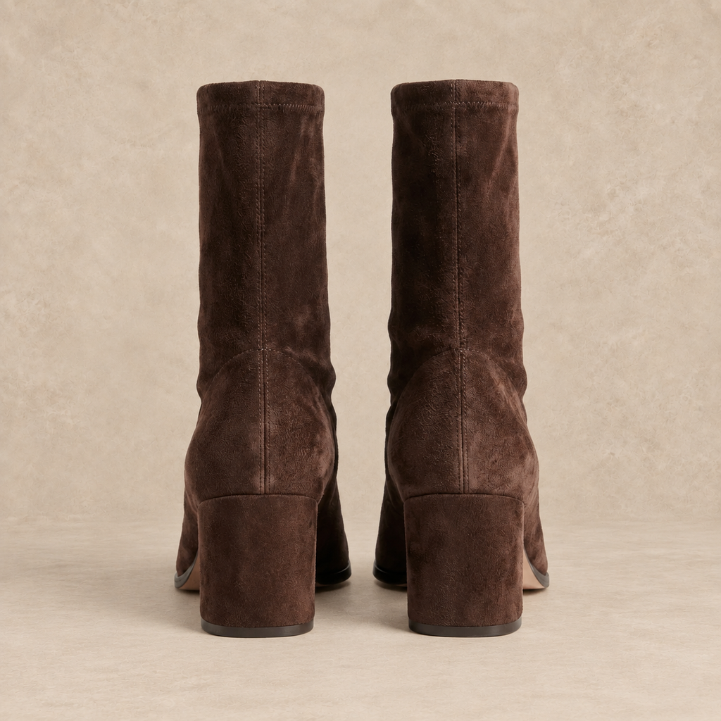 Brown Suede Ankle Boots with Block Heel 4