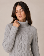 Cable Knit Long Sleeve Mini Dress with High Neck 1