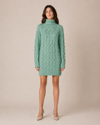 Cable Knit Long Sleeve Mini Dress with High Neck 10