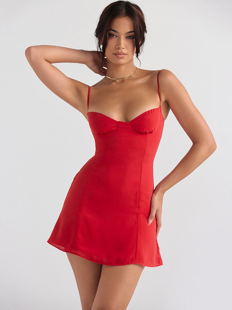 Chiffon Mini Dress with V Neck and Ruffle Detail for Parties 0