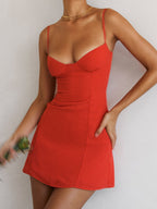 Chiffon Mini Dress with V Neck and Ruffle Detail for Parties 2