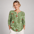 Christmas Jumper with Button Detail Relaxed Fit Crew Neck 0