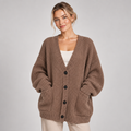 Chunky Knit Cardigan Women Oversized V Neck Button Front Pockets 0