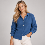 Collared Cardigan Knit Button Up Relaxed Fit 5