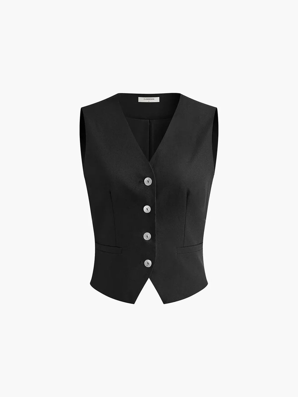Women’s Linen Blend Two-Piece Set – Tailored Vest & Wide-Leg Trousers-Women's Two Piece Sets-Black-S-Nausin