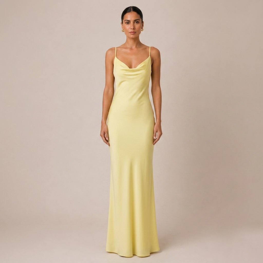 Cowl Neck Maxi Dress Backless in Satin for Formal Evening Wear 0