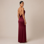 Cowl Neck Maxi Dress Backless in Satin for Formal Evening Wear 3