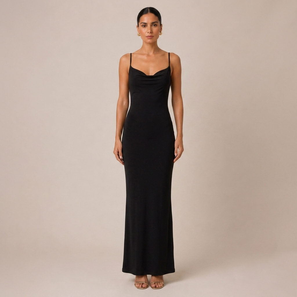 Cowl Neck Maxi Dress Backless in Satin for Formal Evening Wear 4