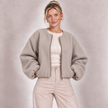 Cropped Bomber Jacket Women Zip Up Lightweight Fleece 0