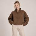Cropped Bomber Jacket with High Neck and Oversized Fit 0