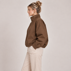 Cropped Bomber Jacket with High Neck and Oversized Fit 2