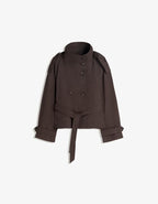 Double-Breasted Pea Coat with Belt and Stand Collar 4