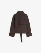 Double-Breasted Pea Coat with Belt and Stand Collar 5