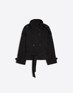 Double-Breasted Pea Coat with Belt and Stand Collar 7