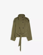 Double-Breasted Pea Coat with Belt and Stand Collar 8