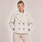 Double Breasted Pea Coat Cropped Oversized Collar 1
