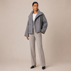 Dubble Breasted Pea Coat with High Funnel Neck 1