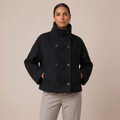 Dubble Breasted Pea Coat with High Funnel Neck 4
