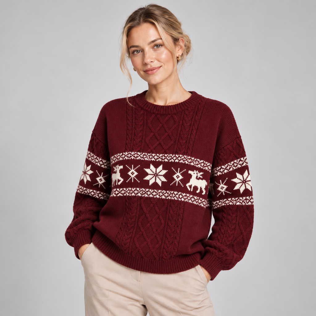 Fair Isle Christmas Jumper Cable Knit Oversized 2