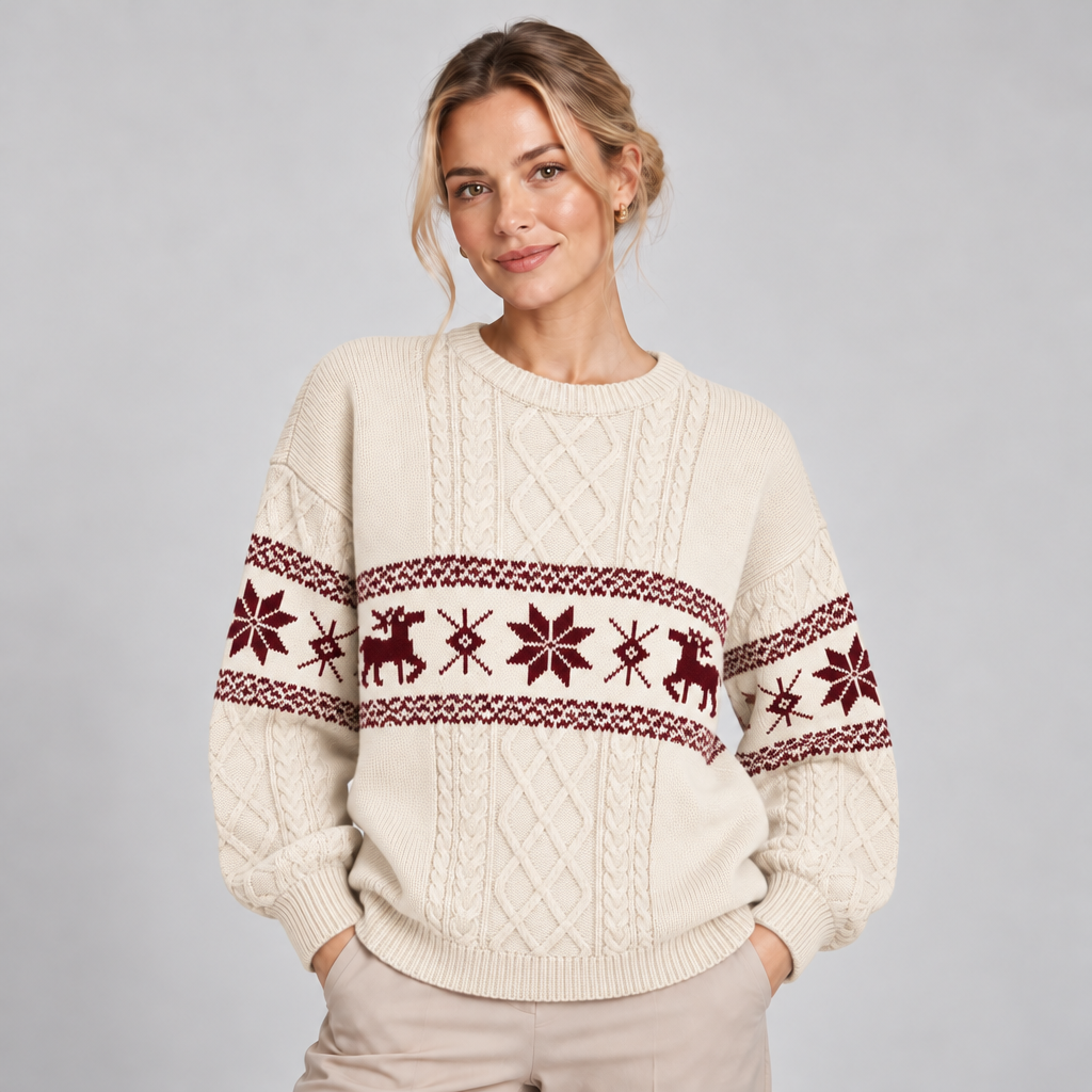 Fair Isle Christmas Jumper Cable Knit Oversized 3