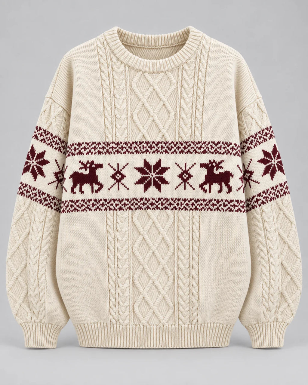 Fair Isle Christmas Jumper Cable Knit Oversized 8