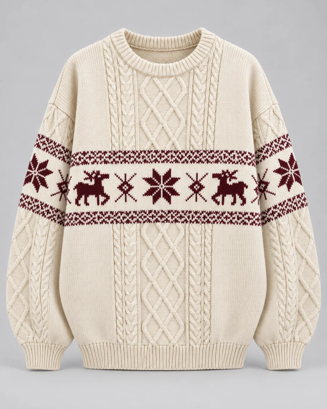 Fair Isle Christmas Jumper Cable Knit Oversized 8