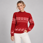 Fair Isle Christmas Jumper Mock Neck with Reindeer 0