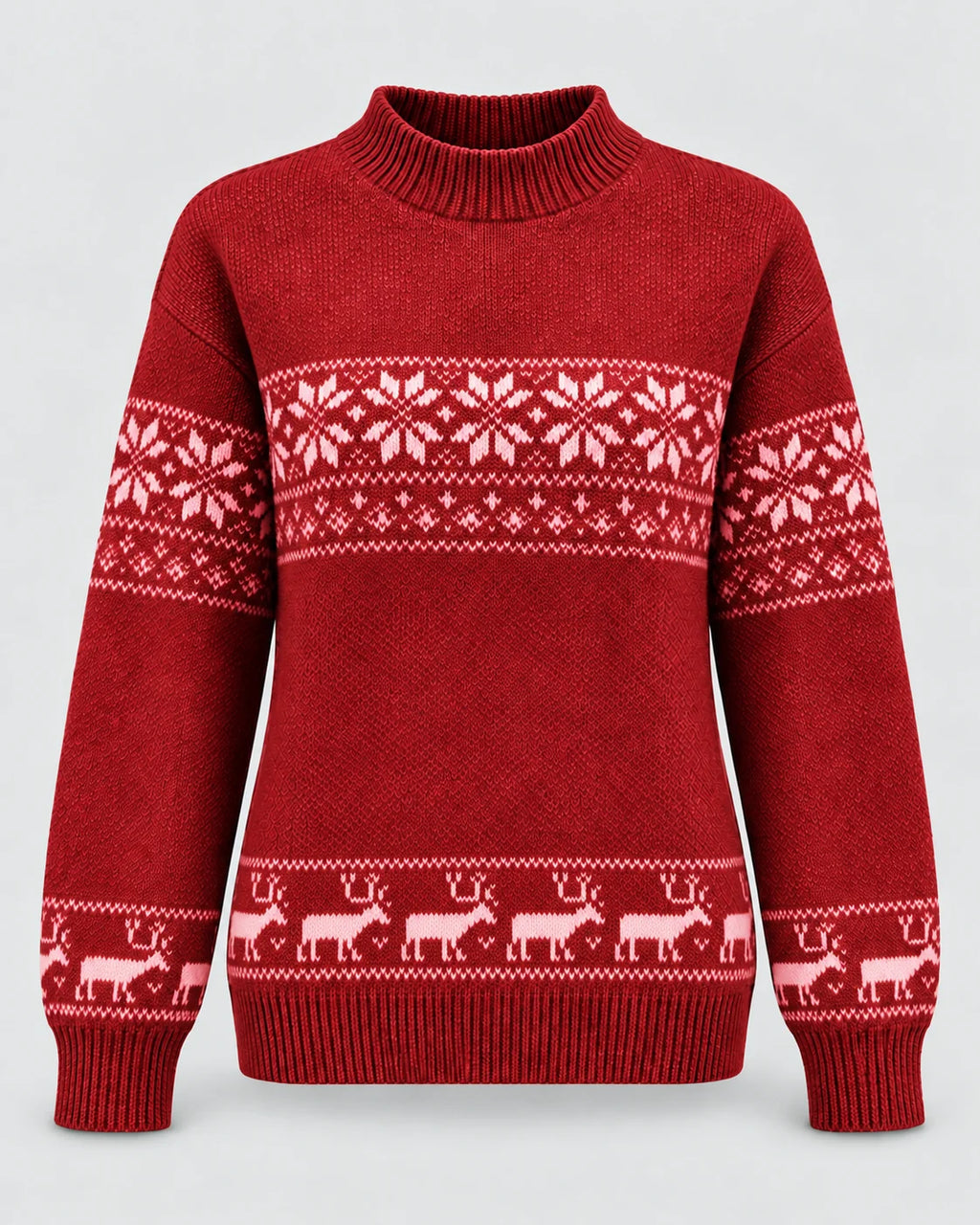 Fair Isle Christmas Jumper Mock Neck with Reindeer 4