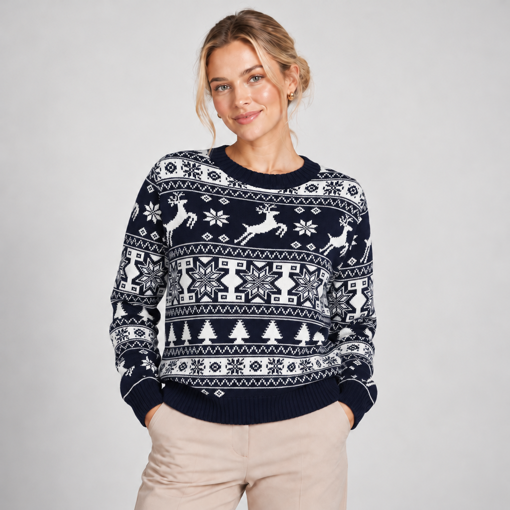 Fair Isle Christmas Jumper with Reindeer and Fir Trees 3