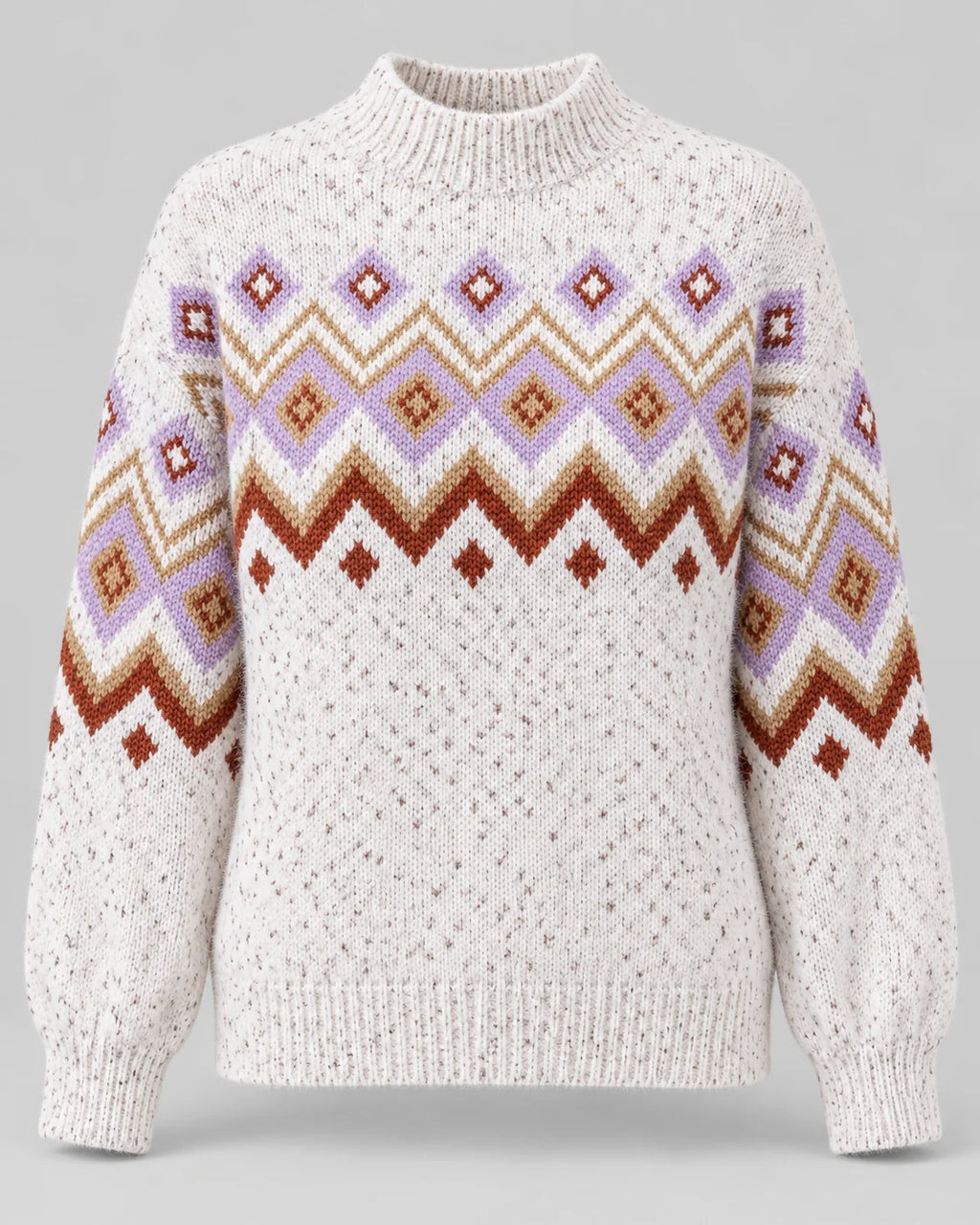 Fair Isle High Neck Jumper Relaxed Fit Nordic Pattern Cotton Blend 3