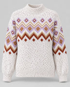 Fair Isle High Neck Jumper Relaxed Fit Nordic Pattern Cotton Blend 3
