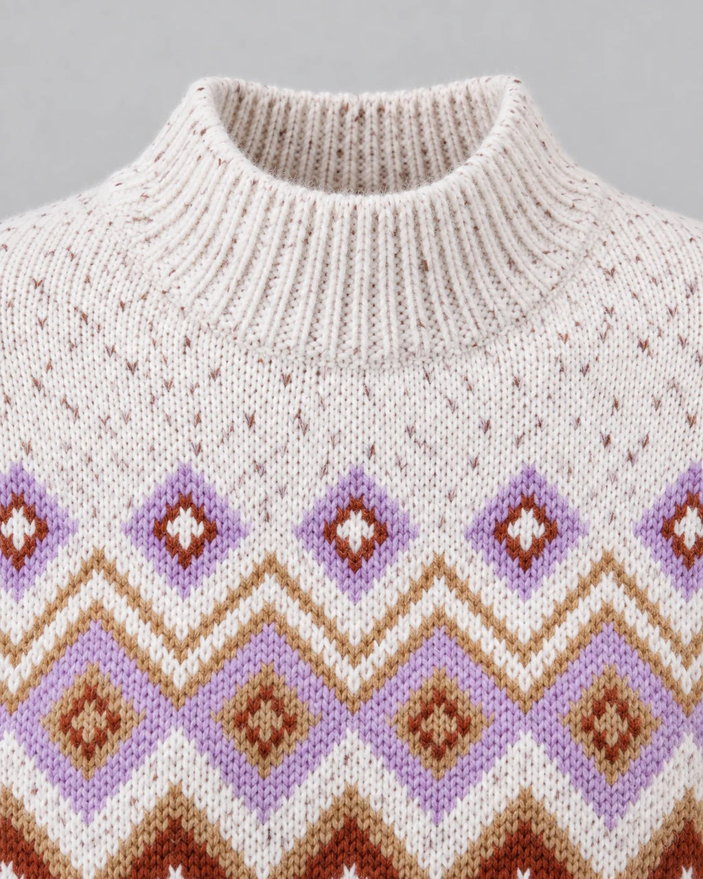 Fair Isle High Neck Jumper Relaxed Fit Nordic Pattern Cotton Blend 4