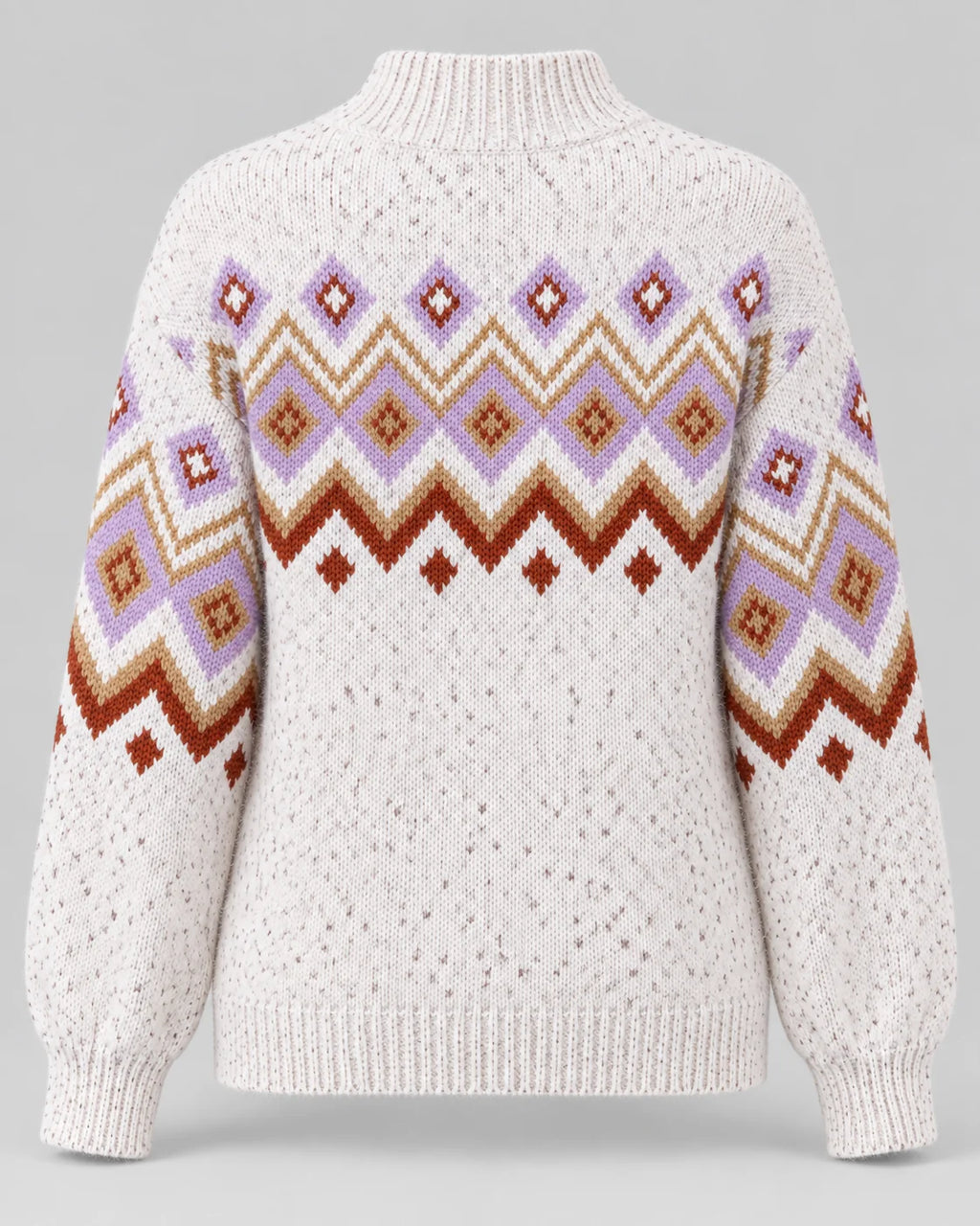 Fair Isle High Neck Jumper Relaxed Fit Nordic Pattern Cotton Blend 7