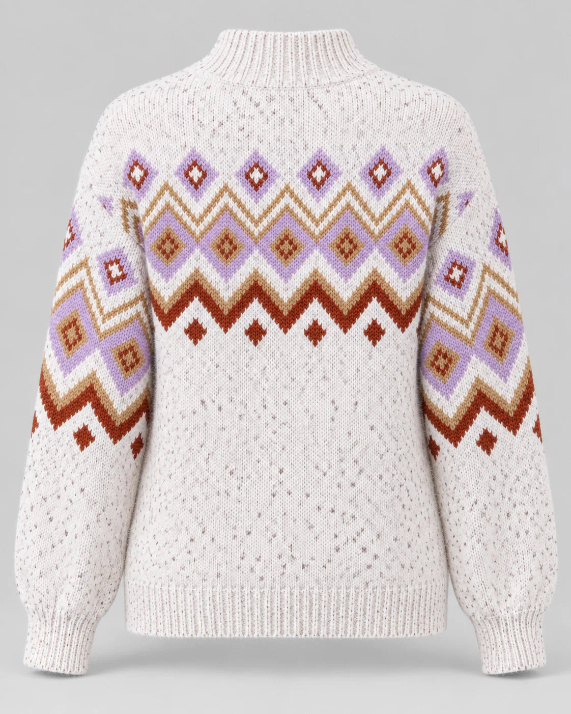 Fair Isle High Neck Jumper Relaxed Fit Nordic Pattern Cotton Blend 7